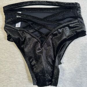Poledancerka X High Leg bottom in black glitter